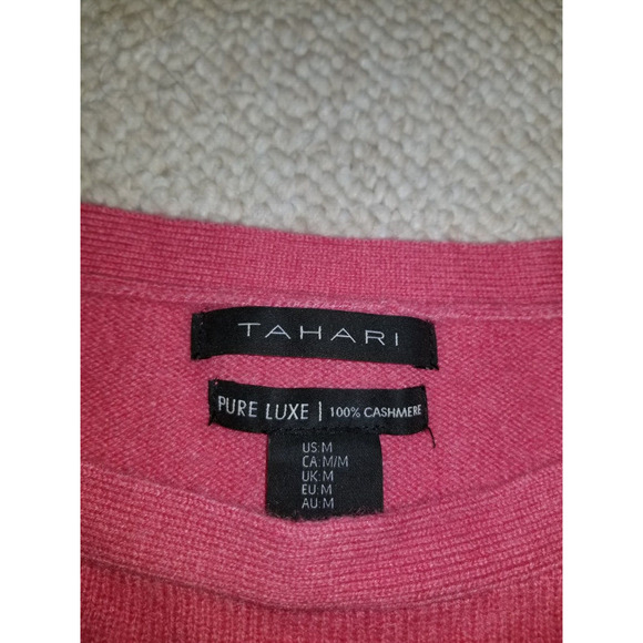 Womens Sweater-TAHARI-pink 100% cashmere "Pure Luxe" Quiet luxury Old money-M - Picture 4 of 4